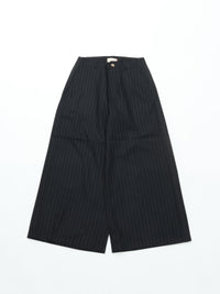 MEYAME  MERINO WOOL STRIPE SIDE LINE WIDE PANTS BLACK