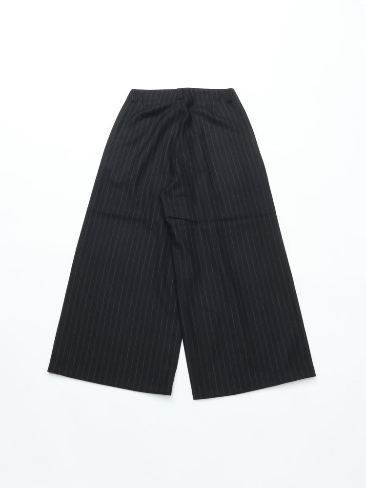 MEYAME  MERINO WOOL STRIPE SIDE LINE WIDE PANTS BLACK