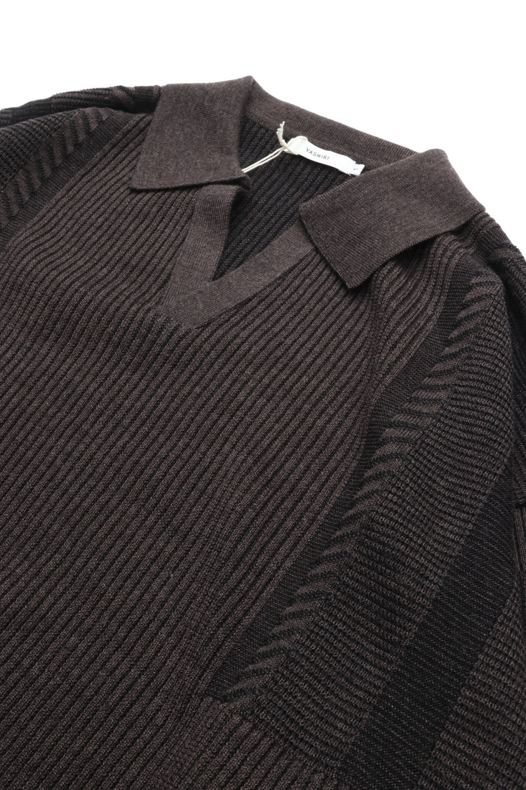 YASHIKI Setsuen Skipper Knit (Snow Smoke) BROWN