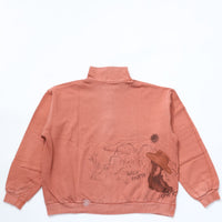 Work of Art Kendai /  Damaged Half Zip SH コットン ハーフジップスウェット RED