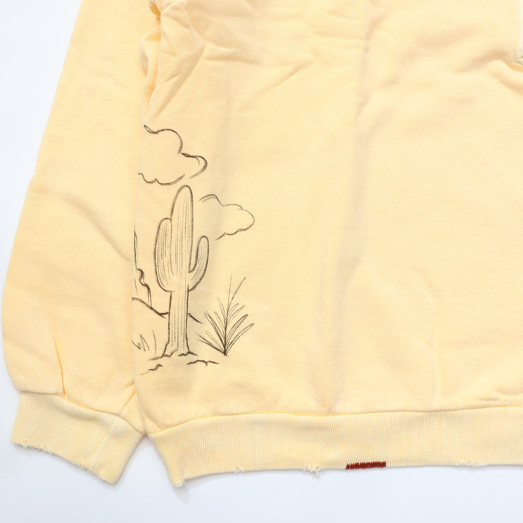 Work of Art Kendai /  Damaged Half Zip SH コットン ハーフジップスウェット YELLOW