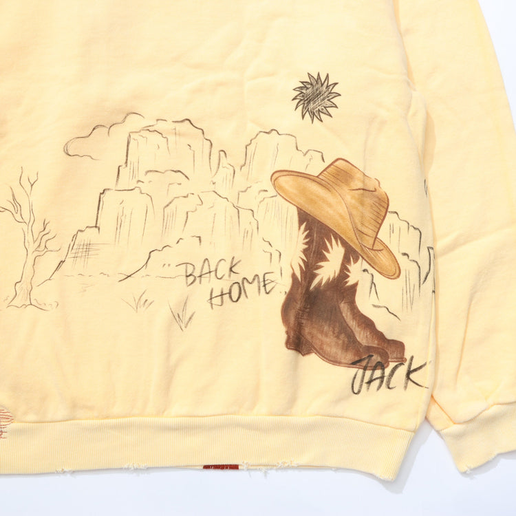 Work of Art Kendai /  Damaged Half Zip SH コットン ハーフジップスウェット YELLOW