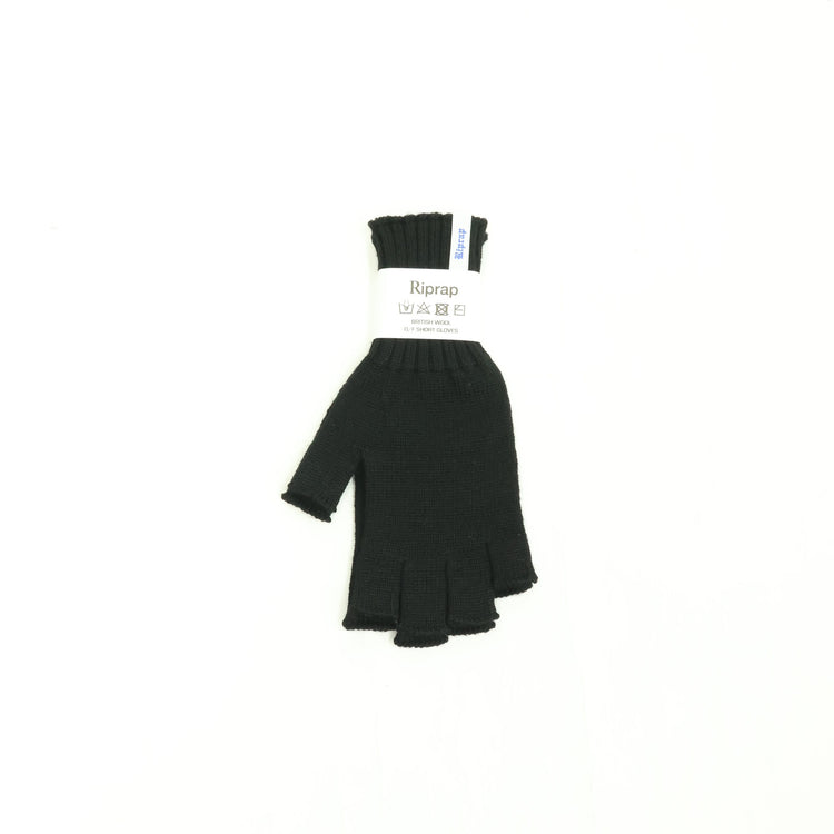 Riprap   O/F SHORT GLOVES (BRITISH/SOUTH AMERICAN WOOL) RRG002 BLACK