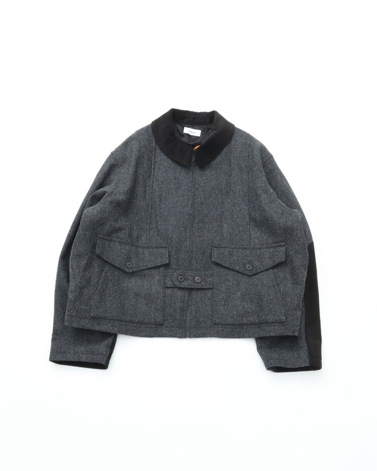 intch.   Hunk JK Wool Norfolk Jacket GRAY