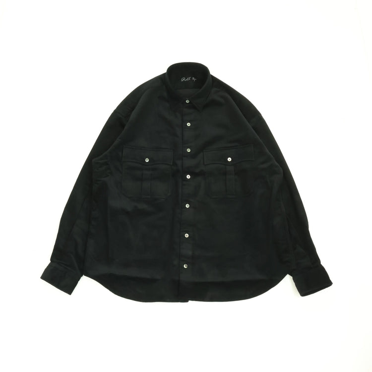 PORTER CLASSIC  ROLL UP ORGANIC CORDUROY SHIRT BLACK (14WALE) BFA-P-016-4306