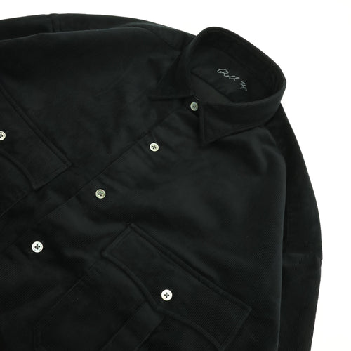 PORTER CLASSIC  ROLL UP ORGANIC CORDUROY SHIRT BLACK (14WALE) BFA-P-016-4306