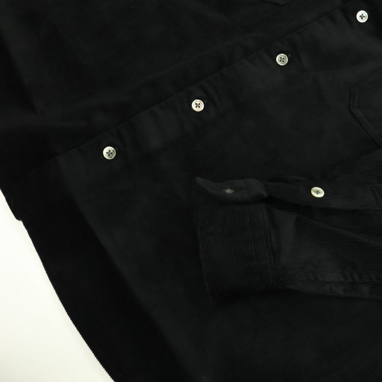 PORTER CLASSIC  ROLL UP ORGANIC CORDUROY SHIRT BLACK (14WALE) BFA-P-016-4306