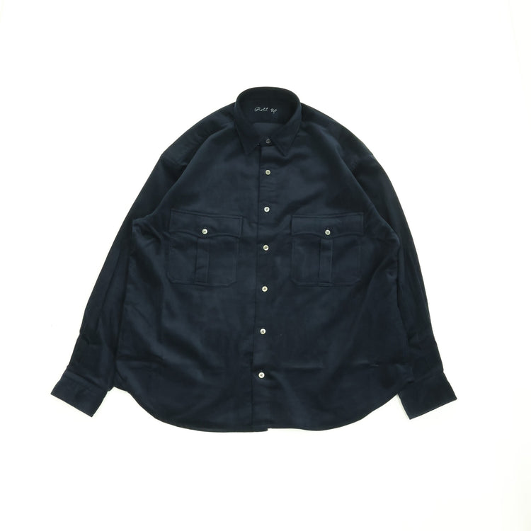 PORTER CLASSIC  ROLL UP ORGANIC CORDUROY SHIRT NAVY (14WALE) BFA-P-016-4306
