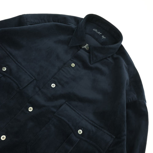 PORTER CLASSIC  ROLL UP ORGANIC CORDUROY SHIRT NAVY (14WALE) BFA-P-016-4306
