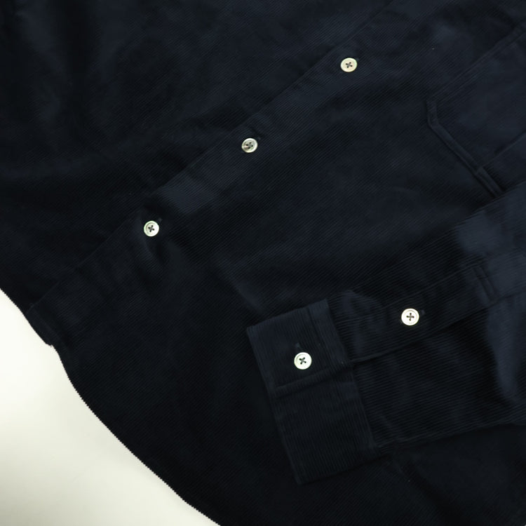 PORTER CLASSIC  ROLL UP ORGANIC CORDUROY SHIRT NAVY (14WALE) BFA-P-016-4306