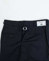 J.PRESS ORIGINALS SHIOTA Slight Twist Chino Piped Stem 1 tuck   Japan Made NAVY