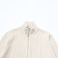 Yonetomi  / EX FINE WOOL RIB KNIT BLOUSON ECRU
