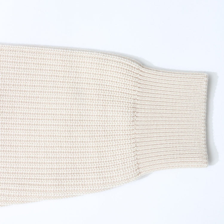 Yonetomi  / EX FINE WOOL RIB KNIT BLOUSON ECRU