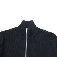Yonetomi   EX FINE WOOL RIB KNIT BLOUSON BLACK