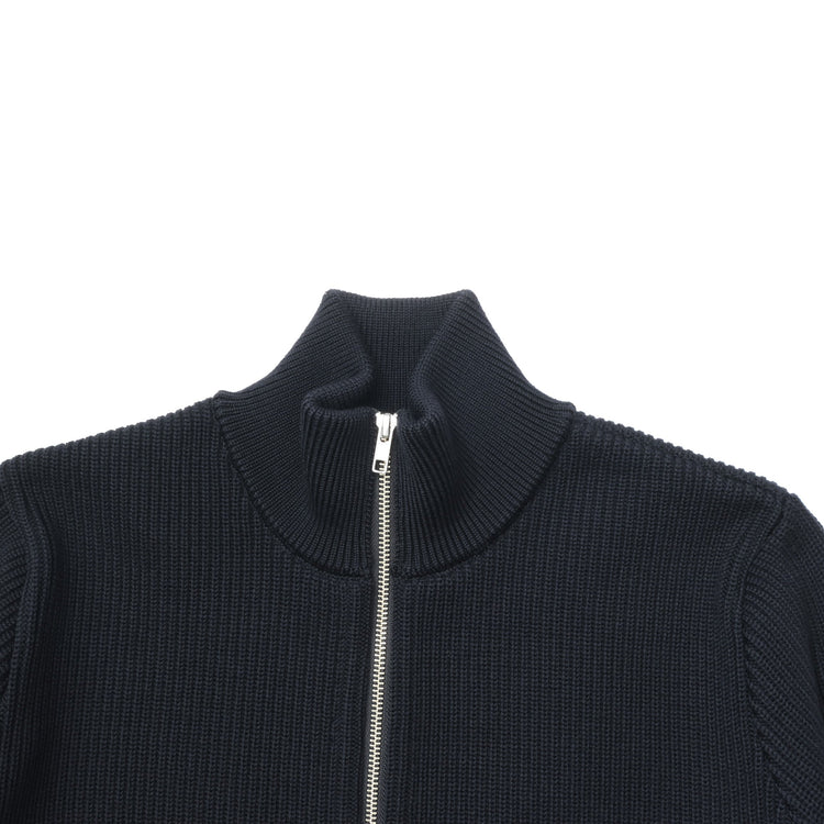 Yonetomi   EX FINE WOOL RIB KNIT BLOUSON BLACK