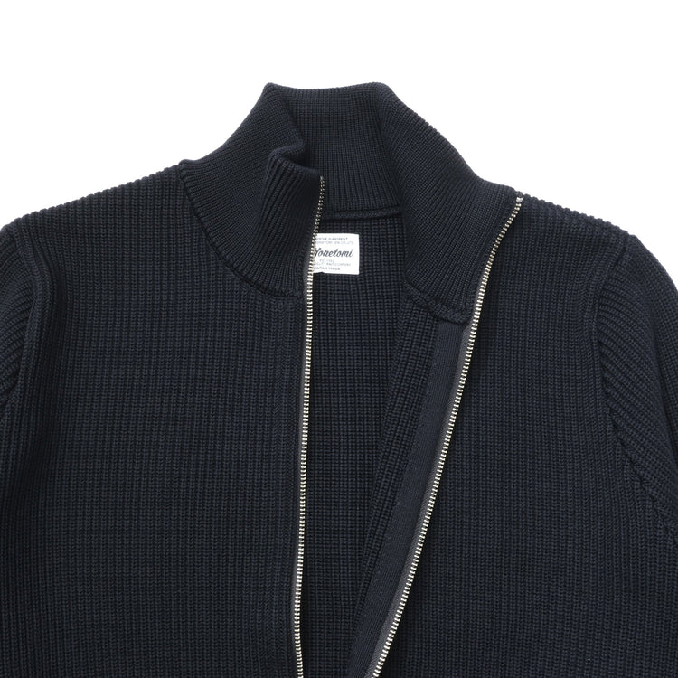 Yonetomi   EX FINE WOOL RIB KNIT BLOUSON BLACK