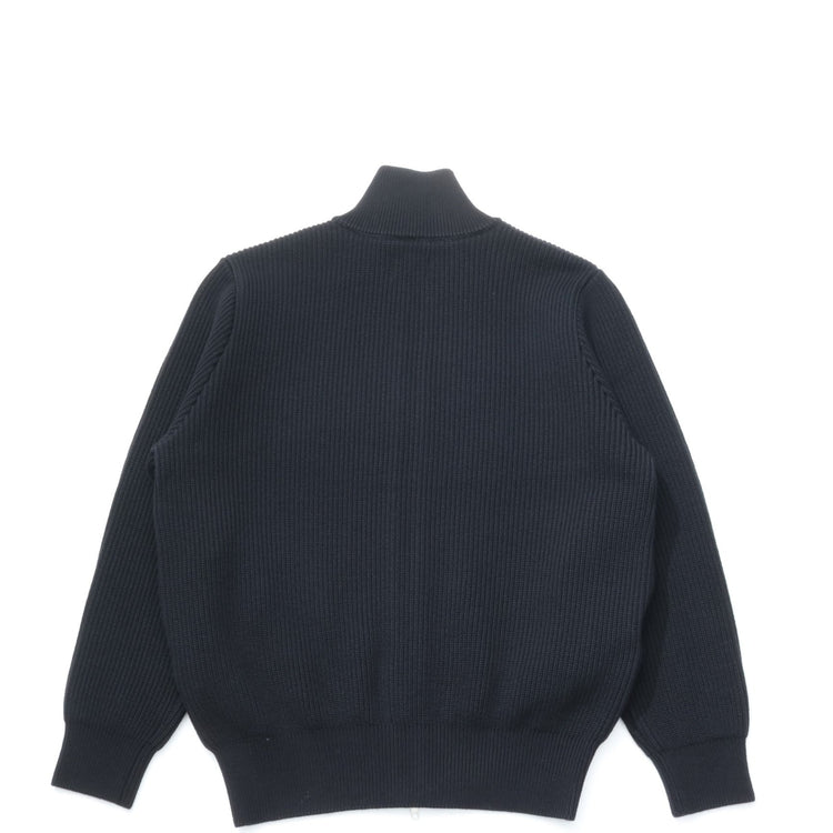 Yonetomi   EX FINE WOOL RIB KNIT BLOUSON BLACK