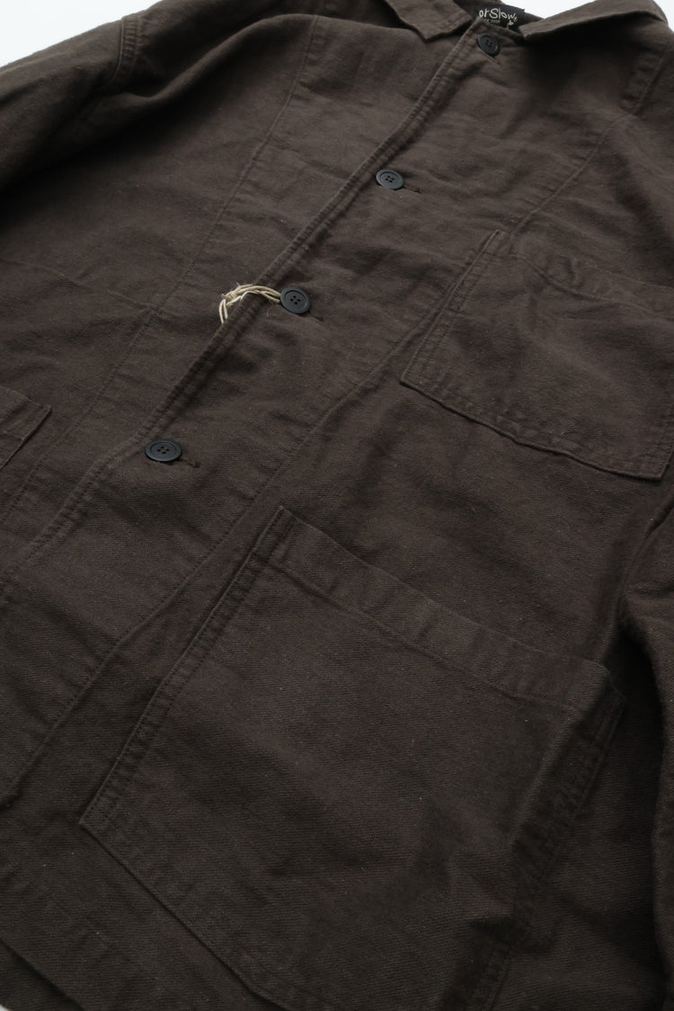 orslow  COTTON LINEN MOLESKIN RELAX FIT SIMPLE WORK JACKET CHARCOAL GRAY