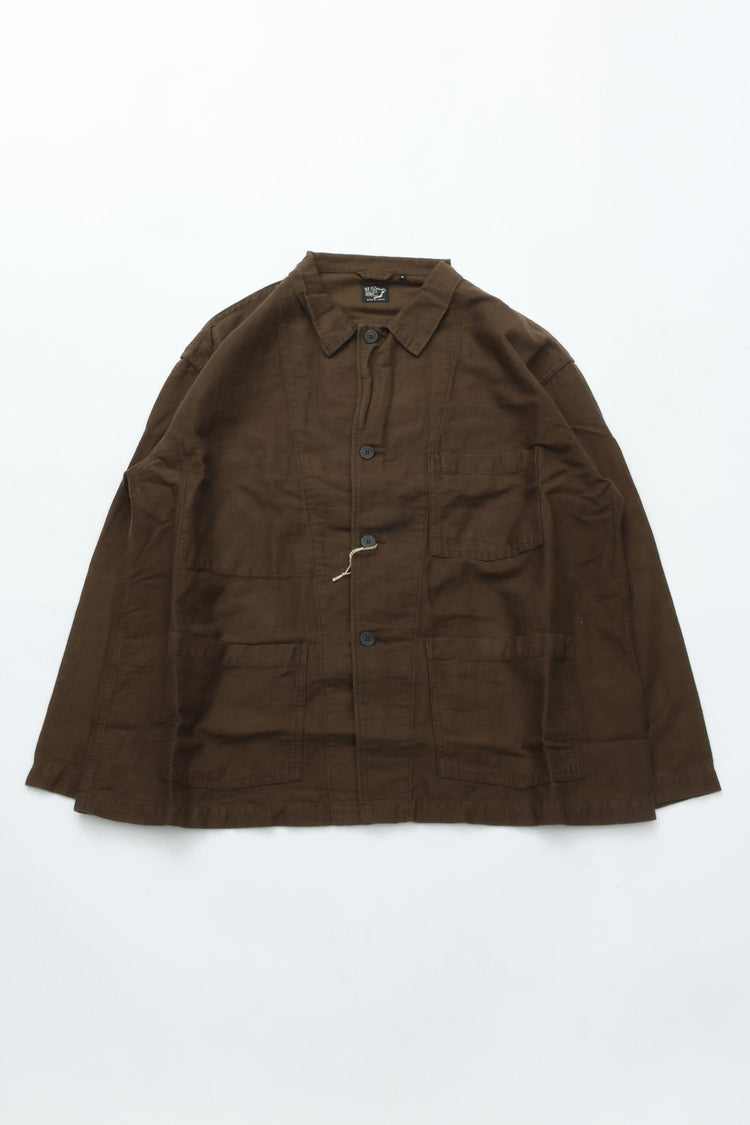 orslow  COTTON LINEN MOLESKIN RELAX FIT SIMPLE WORK JACKET COFFEE BROWN