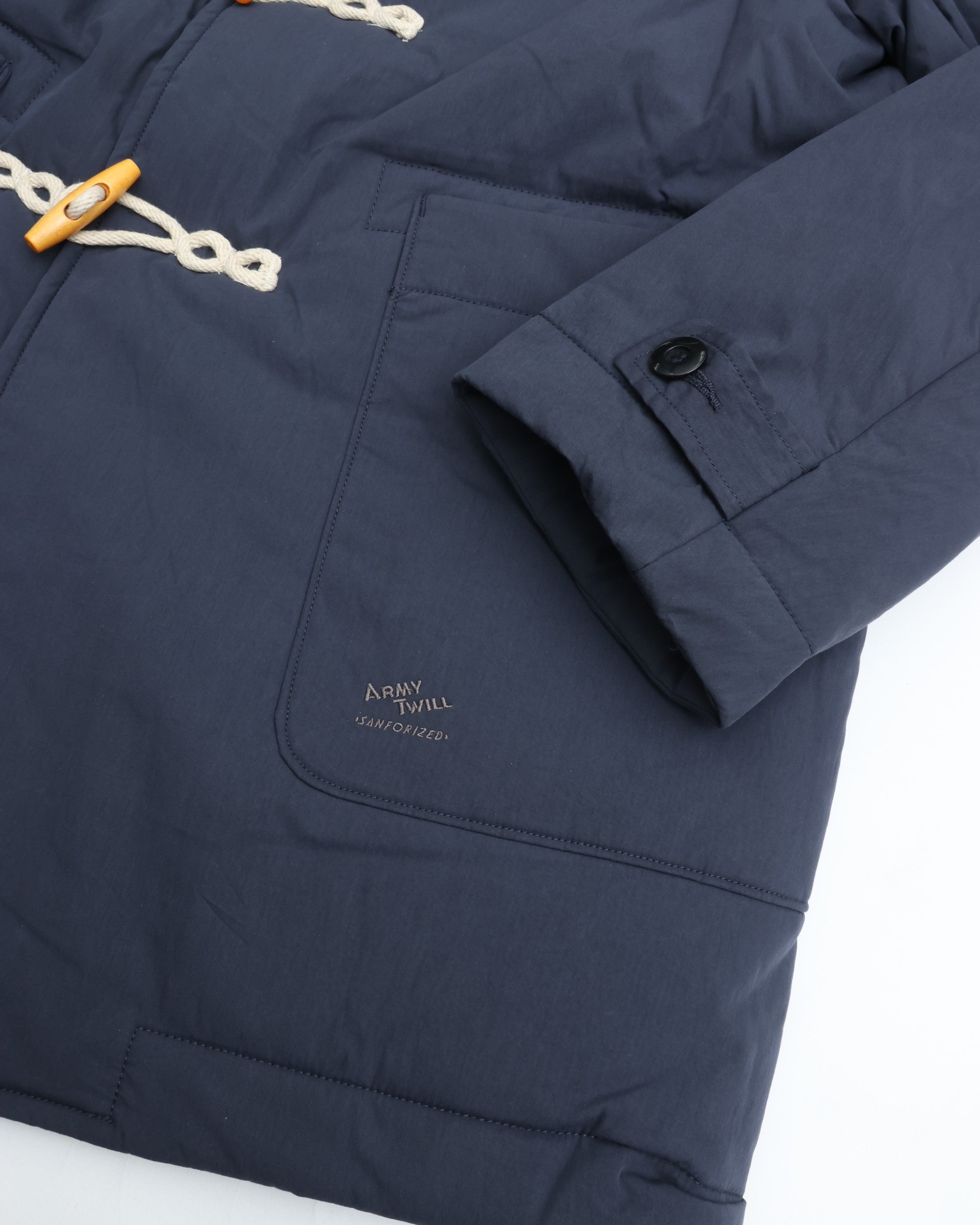 ARMY TWILL COTTON NYLON DUFFEL COAT NAVY – CASDAY / キャスデイ