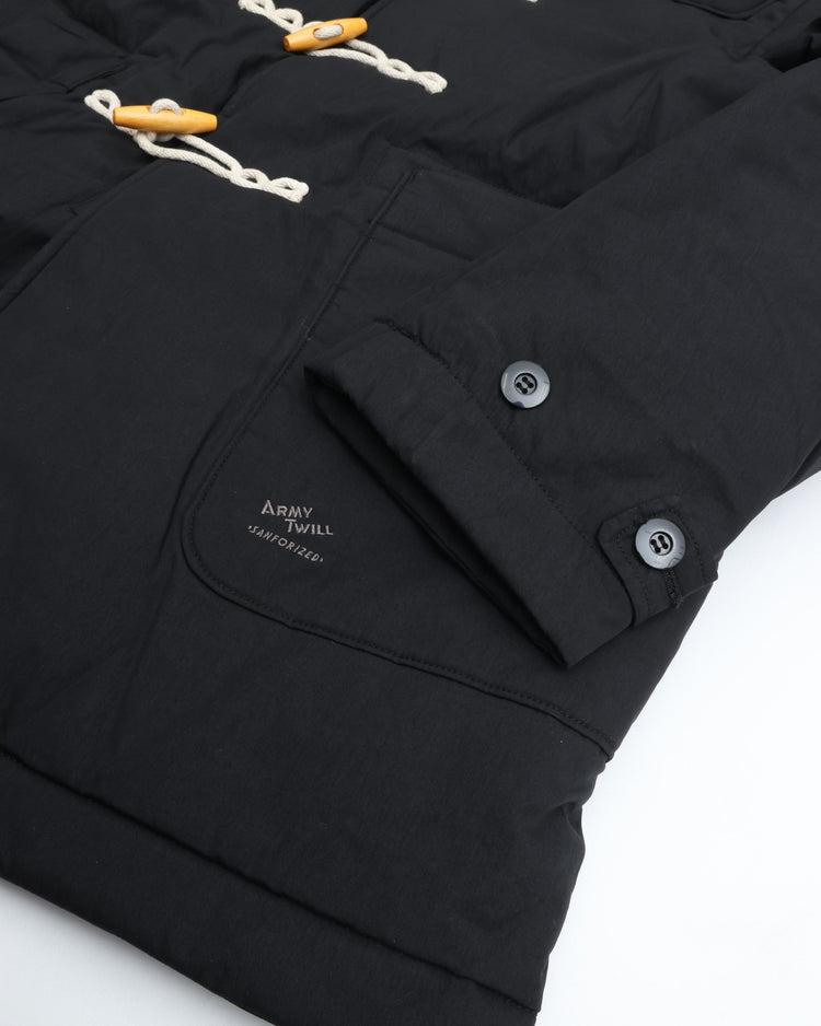 ARMY TWILL  COTTON NYLON DUFFEL COAT BLACK