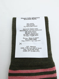 Riprap  NZ MERINO BORDERS  OLIVE/PINK