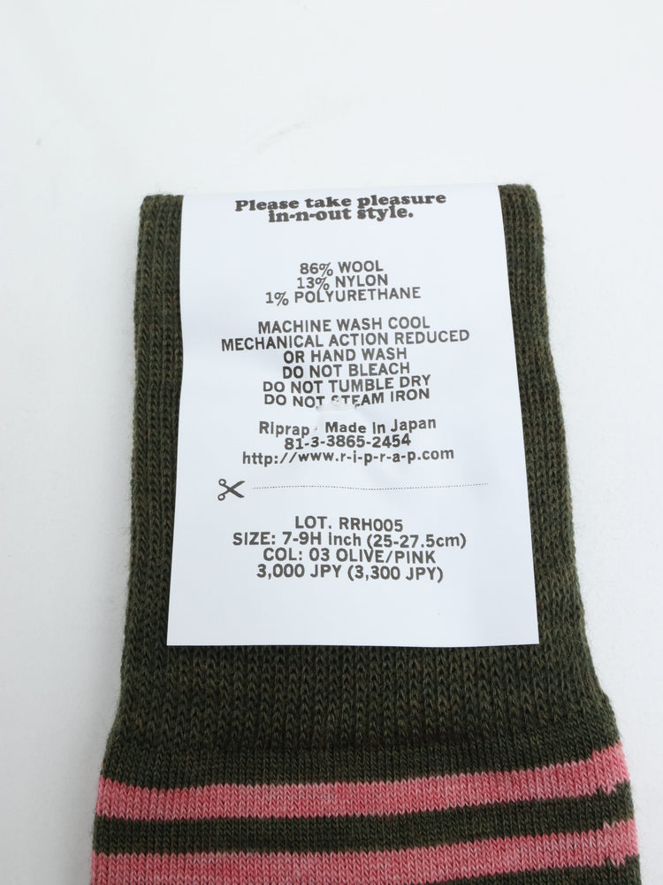 Riprap  NZ MERINO BORDERS  OLIVE/PINK
