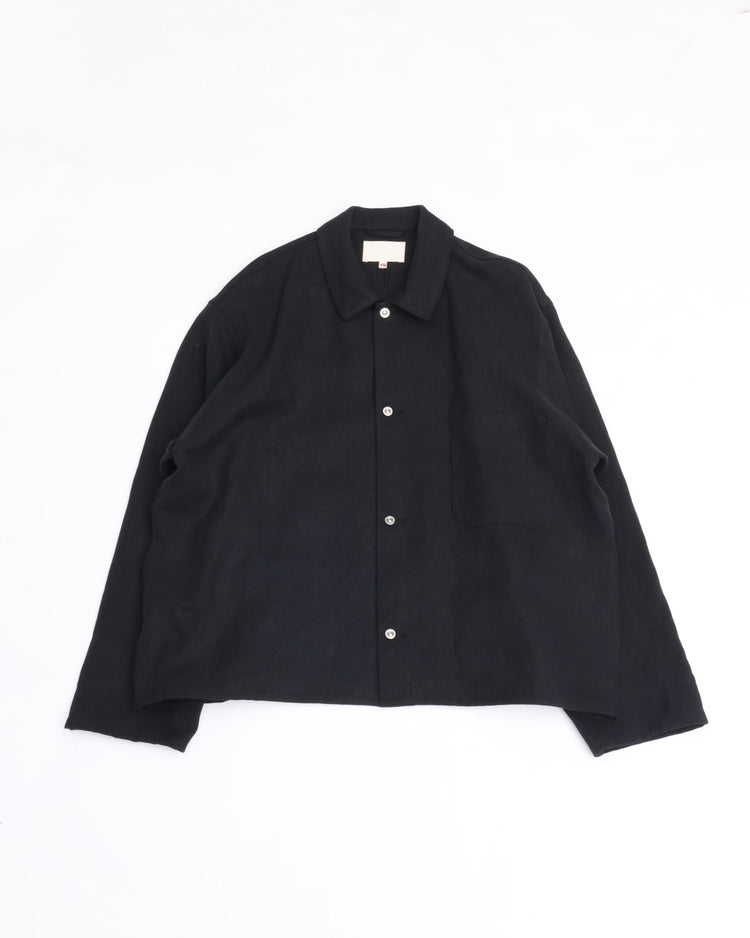 YOKO SAKAMOTO MAX HIGH COUNT HEMP WORK SHIRT SHORT BLACK YS-26AW-41