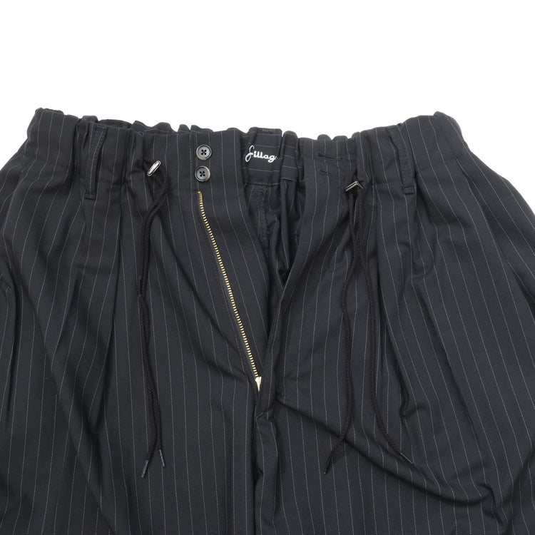 Sillage / circular pants black stripe twill 