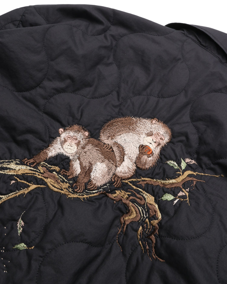 OLD JOE BRAND QUILTED SOUVENIR JACKET ONYX (Pair of Monkey on Persimmon Tree) 262OJ-JK15