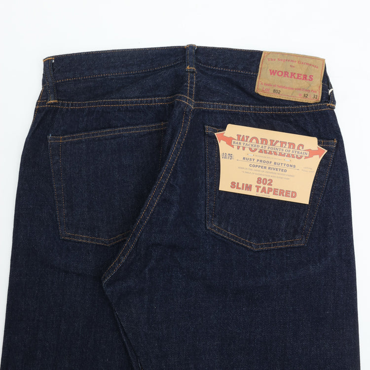 WORKERS  Lot 802 Slim Tapered Jeans 13.75 oz American Cotton 100%, Raw Denim