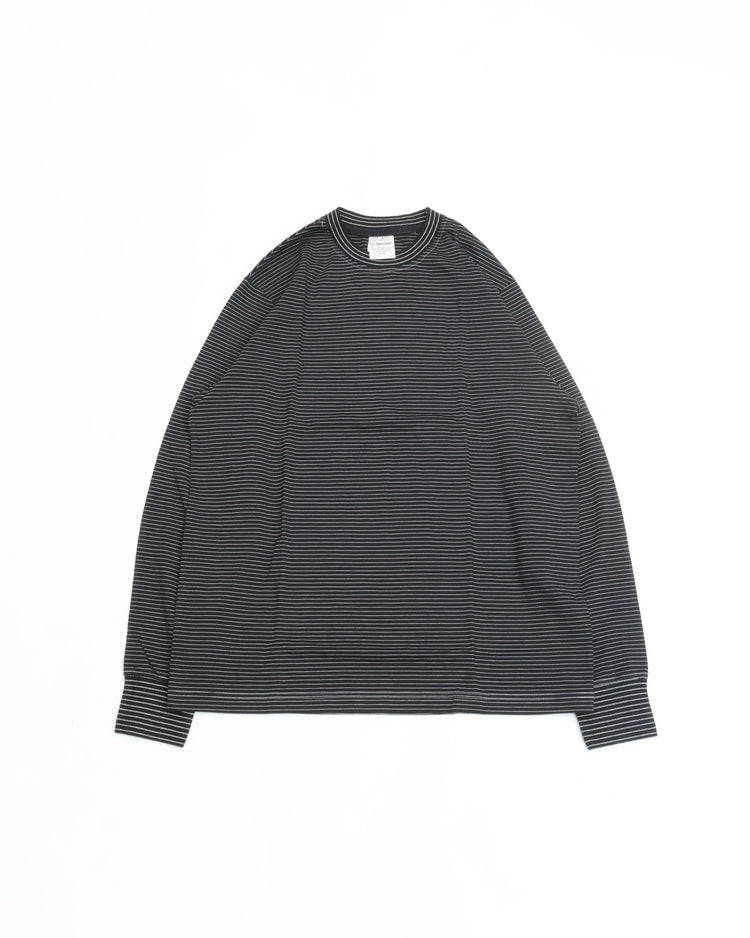 Yonetomi GARMENT DYED BORDER T-SHIRT〈LONG SLEEVE〉 14 BLACK*WHITE
