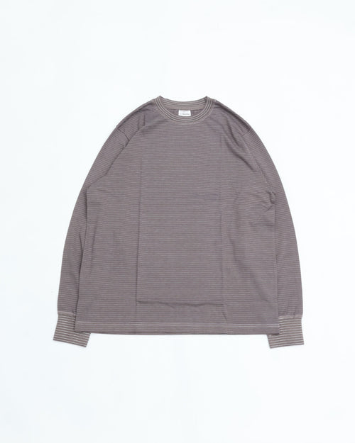 Yonetomi GARMENT DYED BORDER T-SHIRT〈LONG SLEEVE〉 12 GRAY*WHITE
