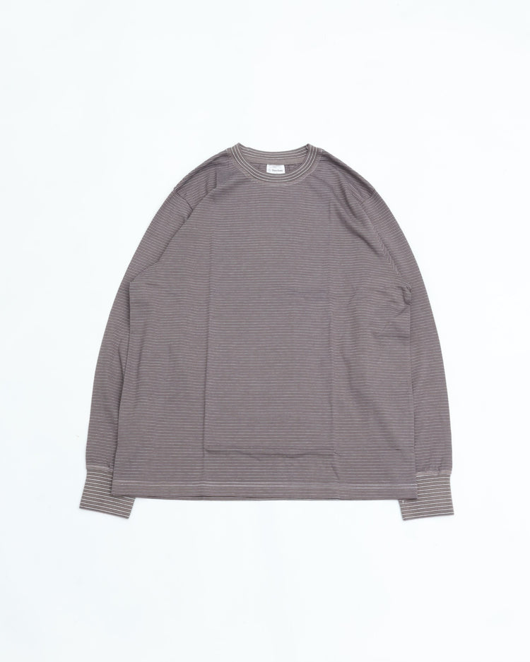 Yonetomi GARMENT DYED BORDER T-SHIRT〈LONG SLEEVE〉 12 GRAY*WHITE