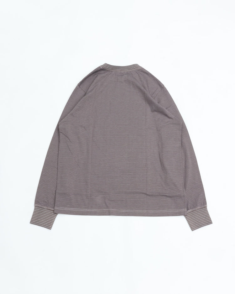 Yonetomi GARMENT DYED BORDER T-SHIRT〈LONG SLEEVE〉 12 GRAY*WHITE
