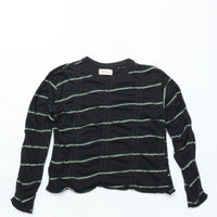 MEYAME   TUCKED JACQUARD BORDER PULLOVER BLACK