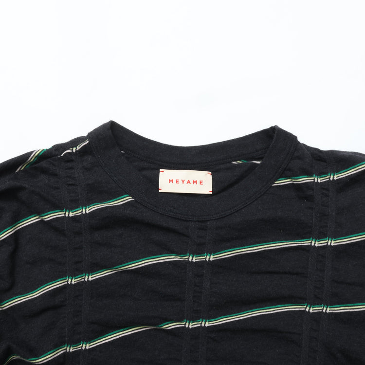 MEYAME   TUCKED JACQUARD BORDER PULLOVER BLACK