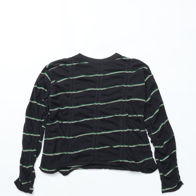MEYAME   TUCKED JACQUARD BORDER PULLOVER BLACK