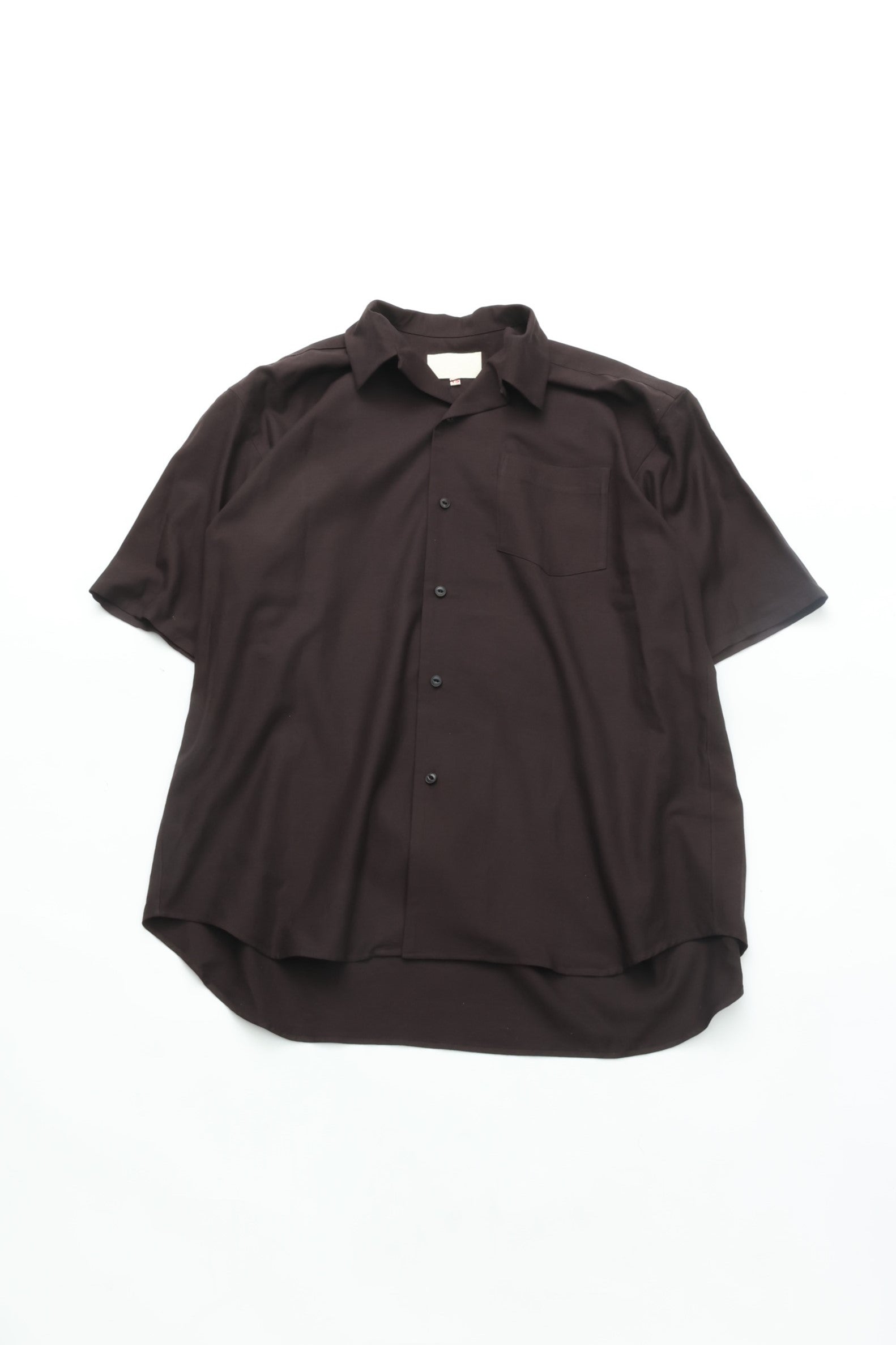 YOKO SAKAMOTO OPEN COLLAR S/S SHIRT BROWN – CASDAY / キャスデイ