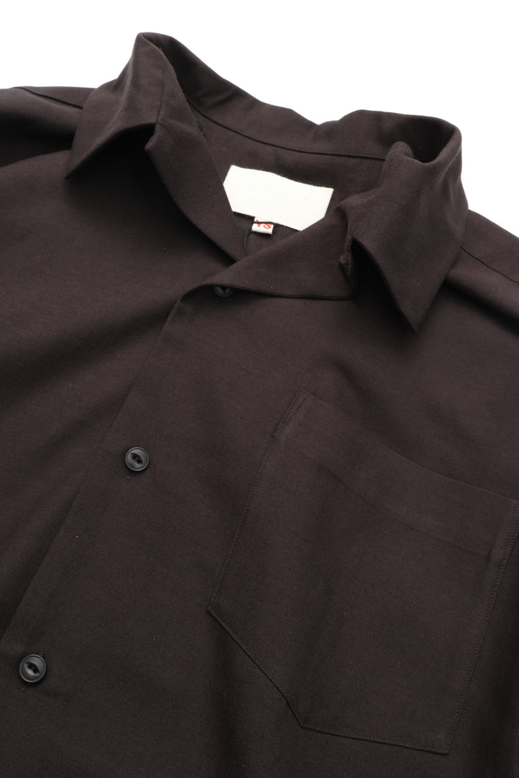 YOKO SAKAMOTO  OPEN COLLAR S/S SHIRT BROWN