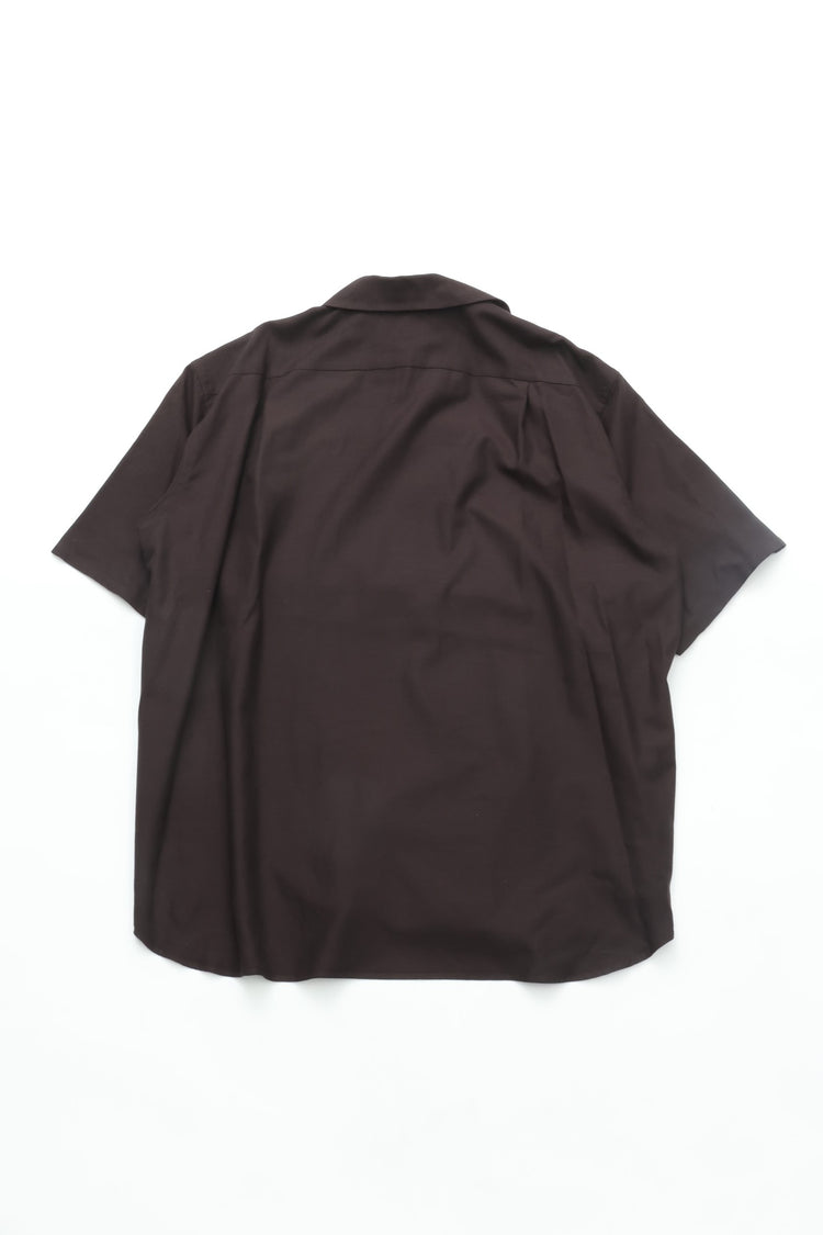 YOKO SAKAMOTO  OPEN COLLAR S/S SHIRT BROWN