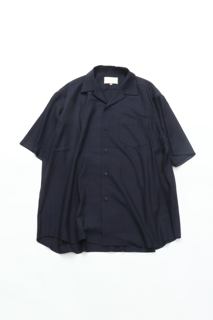 YOKO SAKAMOTO  OPEN COLLAR S/S SHIRT NAVY