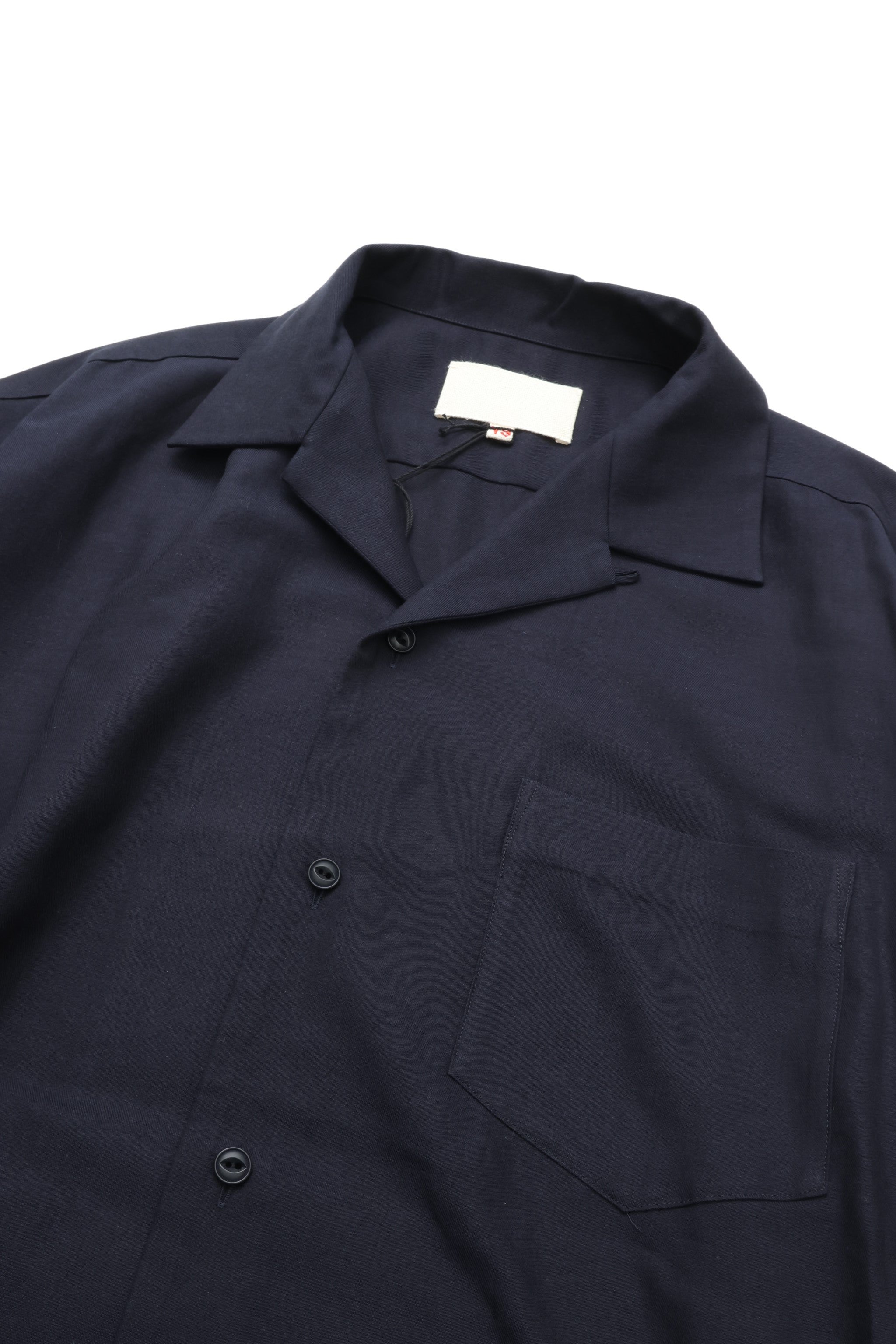 YOKO SAKAMOTO OPEN COLLAR S/S SHIRT NAVY – CASDAY / キャスデイ