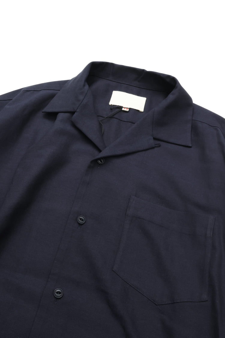 YOKO SAKAMOTO  OPEN COLLAR S/S SHIRT NAVY