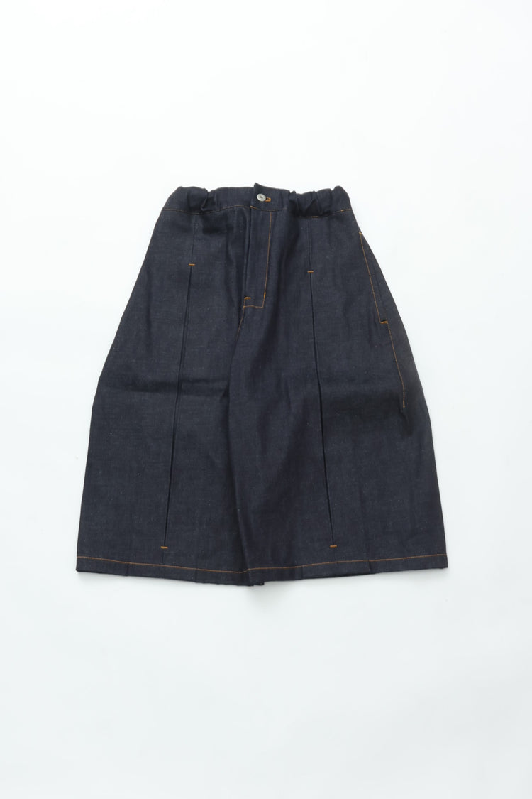 sage NATION  Box Pleat Short Denim - Raw Indigo