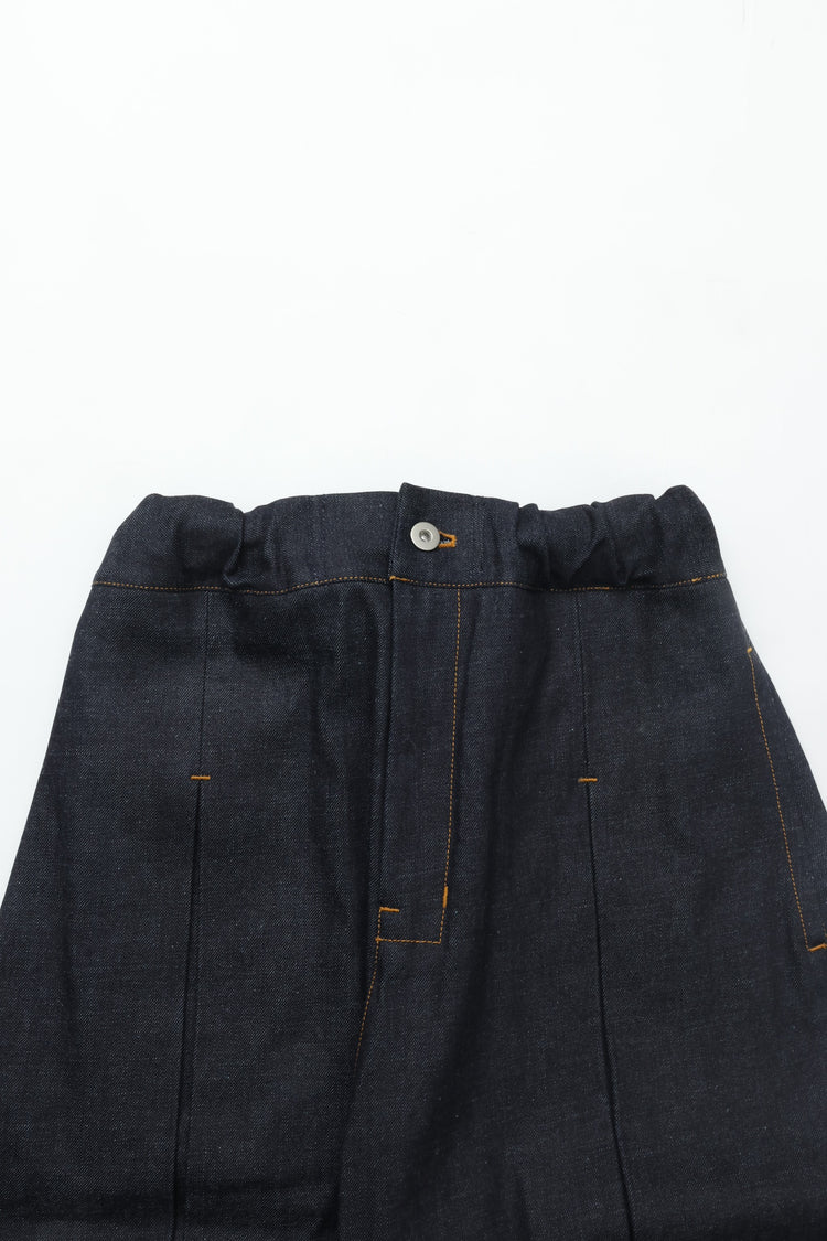 sage NATION  Box Pleat Short Denim - Raw Indigo