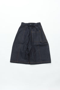 sage NATION  Box Pleat Short Denim - Raw Indigo