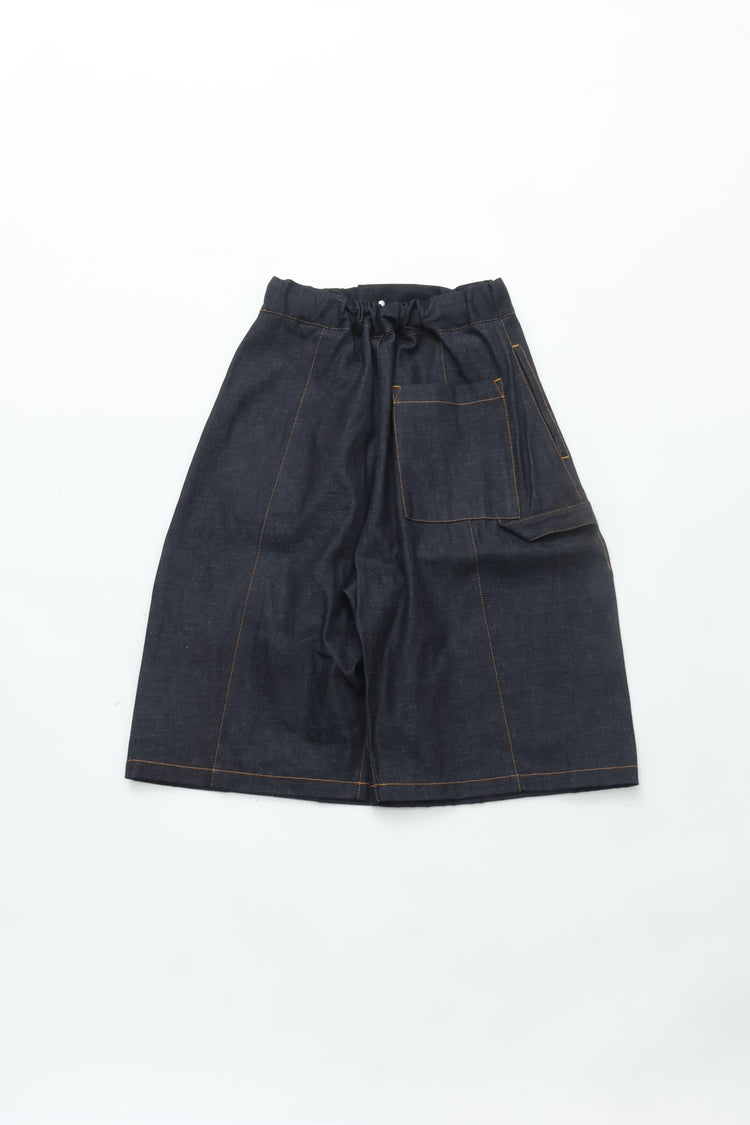 sage NATION  Box Pleat Short Denim - Raw Indigo