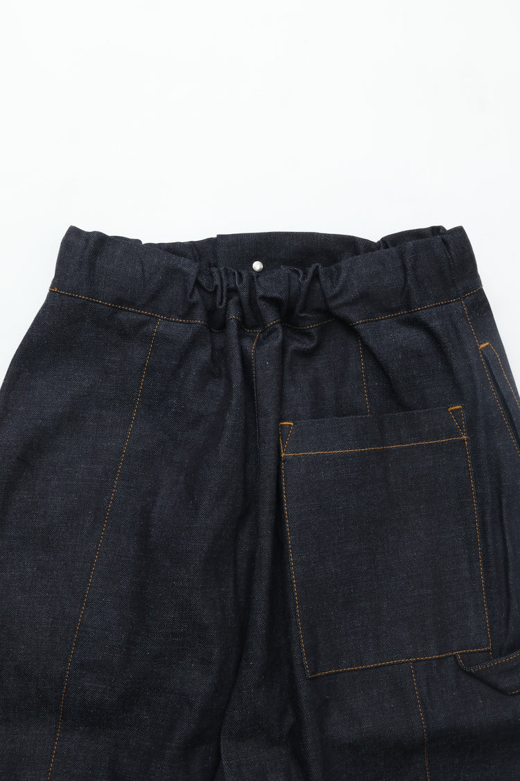 sage NATION  Box Pleat Short Denim - Raw Indigo