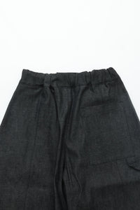 sage NATION  Box Pleat Short Denim - Raw Black